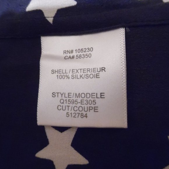 Equipment Blue Stars Birds Eagle Riley Silk T-shirt Tee Blouse XS - Picture 10 of 10